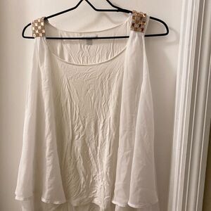 White sleeveless shirt with gold jewels size small from New York and company